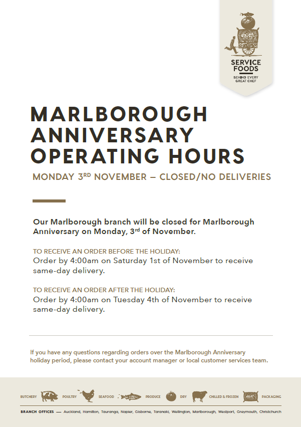 Marlborough Anniversary Operating Hours