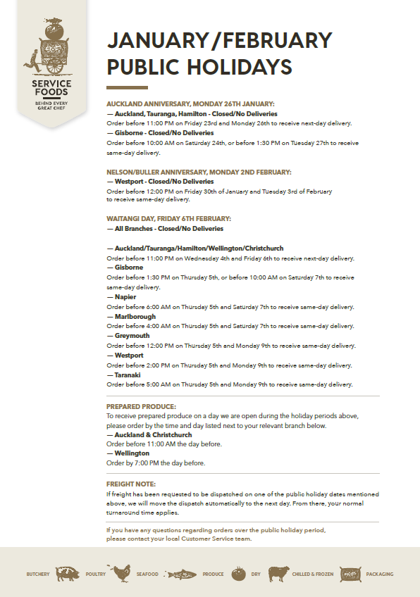 January & February Public Holidays