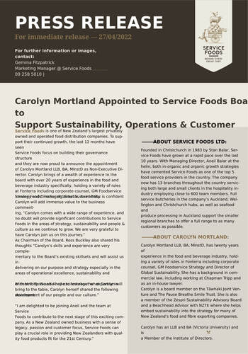 Appointment Carolyn Mortland